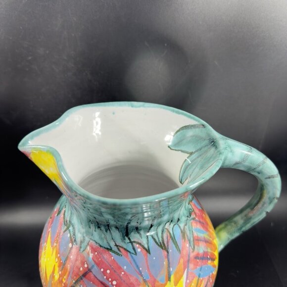 Vietri Italian RedWare Pottery Pitcher Carafe Jug Hand Painted Large Italy VTG - Picture 13 of 16